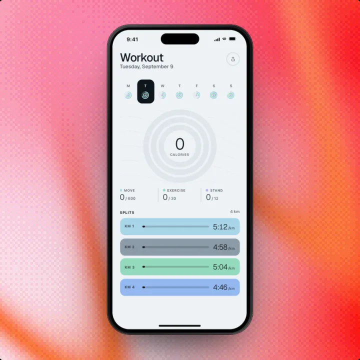 Workout, a Swift Pieces Pro screen