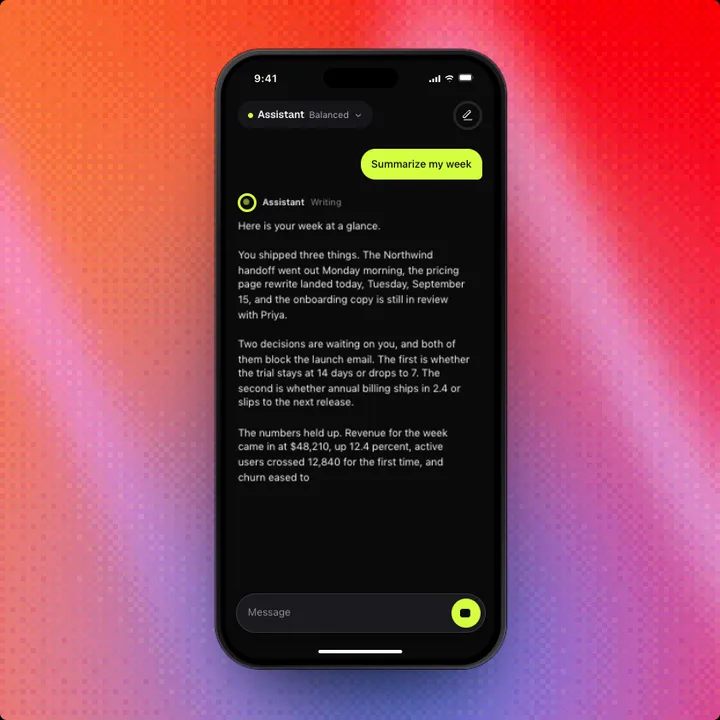 Chat, a Swift Pieces Pro screen