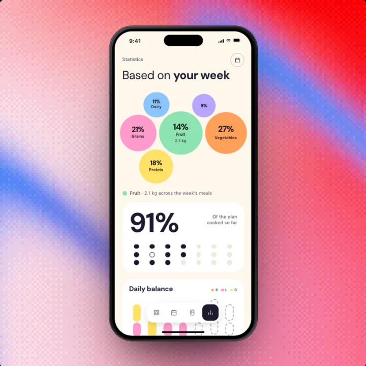 Nutrition, a Swift Pieces Pro screen