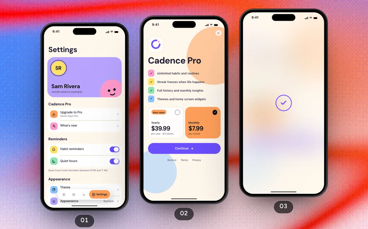 Profile And Settings, a SwiftPieces Pro flow