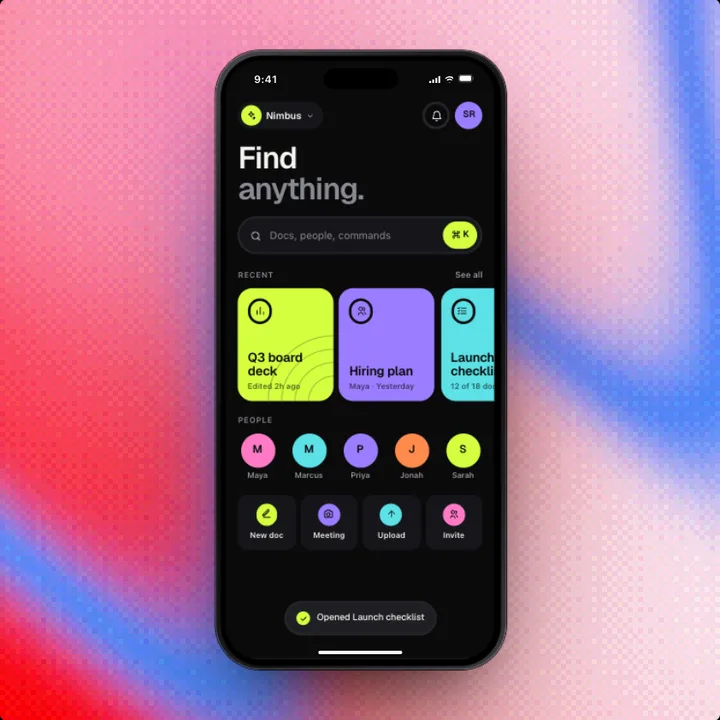 Search, a Swift Pieces Pro screen