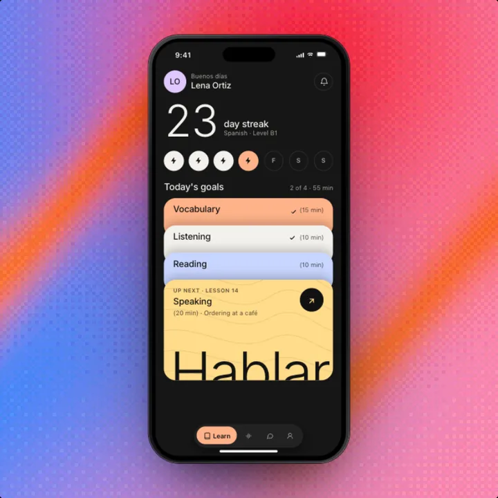 Lessons, a Swift Pieces Pro screen