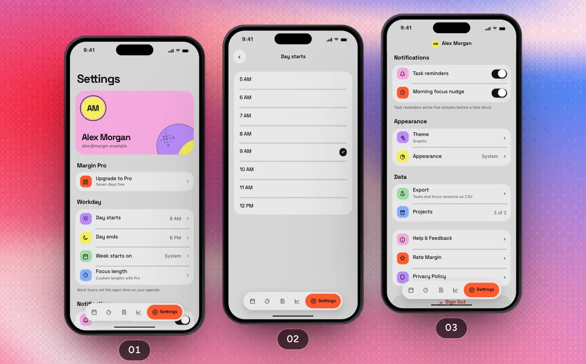 Profile And Settings, a SwiftPieces Pro flow