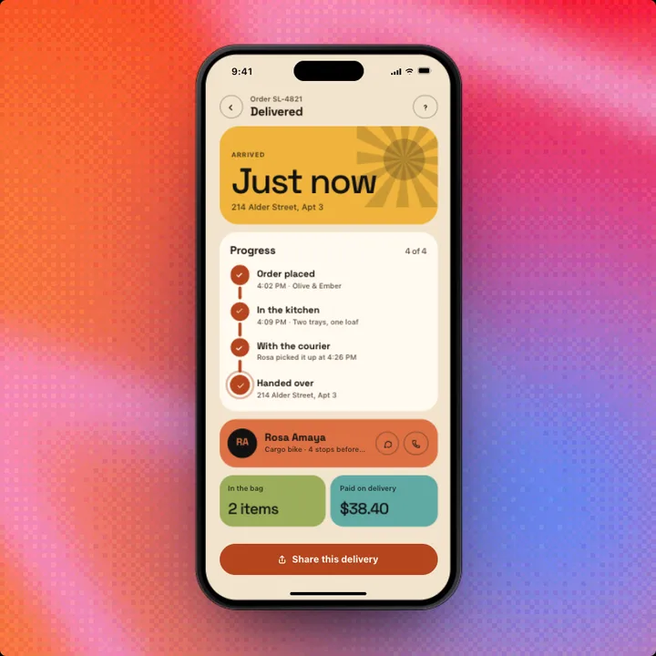Order, a Swift Pieces Pro screen
