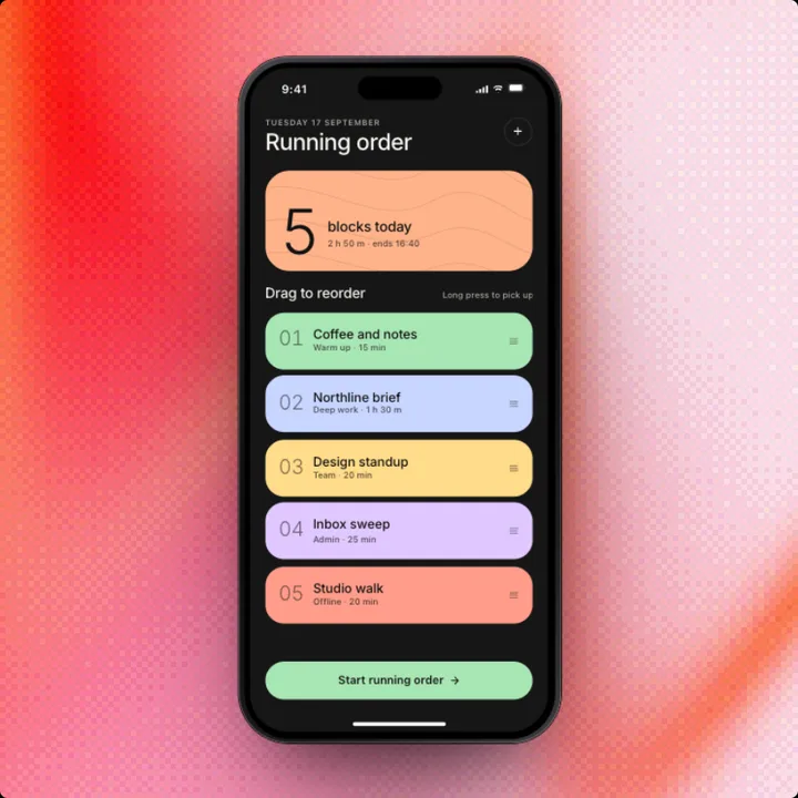 Reorder, a Swift Pieces Pro screen