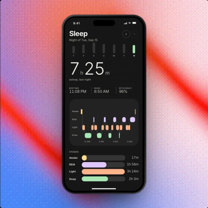 Sleep, a Swift Pieces Pro screen