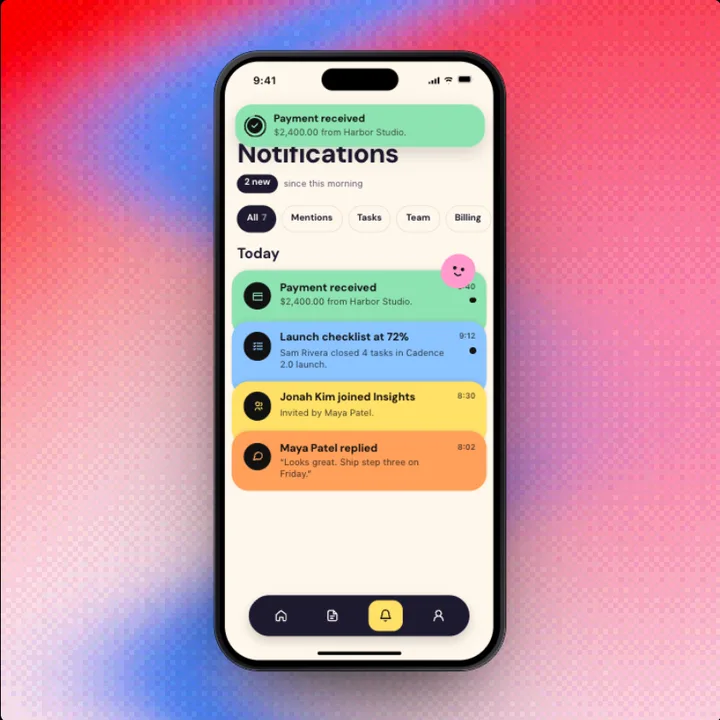 Notifications, a Swift Pieces Pro screen