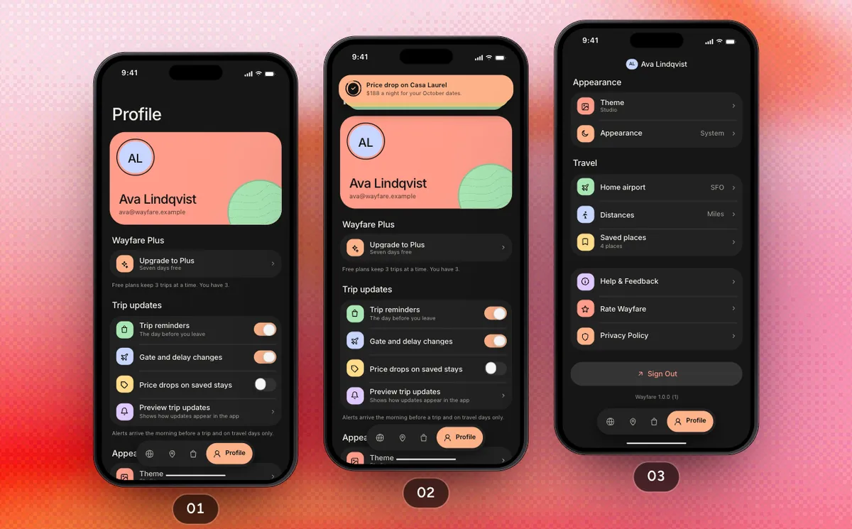 Profile And Settings, a SwiftPieces Pro flow